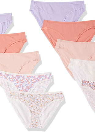 Amazon Essentials Women's Breathable Cotton Bikini Brief Underwear with Full Coverage, Multipacks