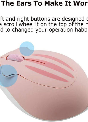 2.4GHz Wireless Mouse Cute Hamster Shape Less Noice Portable Mobile Optical 1200DPI USB Mice Cordless Mouse for PC Laptop Computer Notebook MacBook Gaming Kids Girl Men Women Adults Gift (Pink)