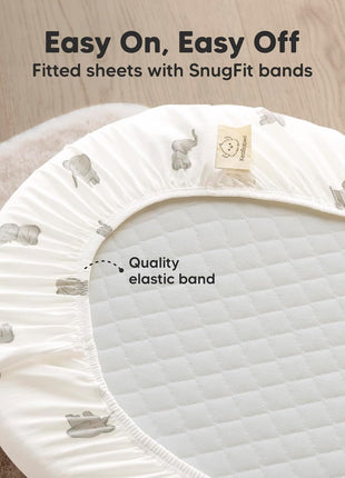 2-Pack Organic Bassinet Sheets for Girls, Boys - 100% Cotton Bassinet Mattress Sheets Compatible with Halo Bassinest Swivel Sleeper, Graco, Baby Delight, Chicco, Unisex Fitted Bassinet Sheets (Elly)