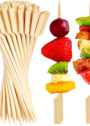 300PCS Cocktail Picks Bamboo Skewers for Appetizers, FATLODA Paddle Wooden Skewers, Fancy Flat Toothpicks for Appetizers, 4.7 IN Bamboo Sticks for Party Sandwich Fruit Charcuterie Boards Accessories