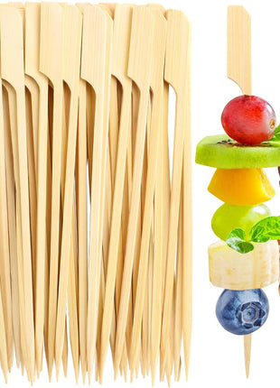 200PCS Bamboo Skewers for Appetizers, [6 Inch] Long Cocktail Picks Fancy Toothpicks for Appetizers, Flat Paddle Wooden Skewers Food Sticks for Party Drinks Fruit BBQ, Charcuterie Boards Accessories