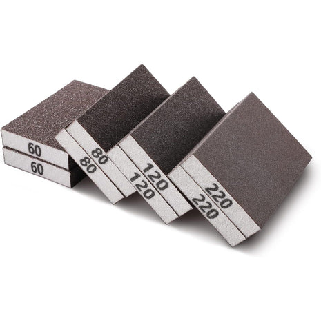 8PCS Sanding Sponge, Sanding Blocks of 60/80/120/220 Assorted Grits, Flexible & Reusable, Sandpaper Block for Wood Drywall Metal, Hand Sand Block for Wet or Dry Sanding, Flat or Curved Surfaces