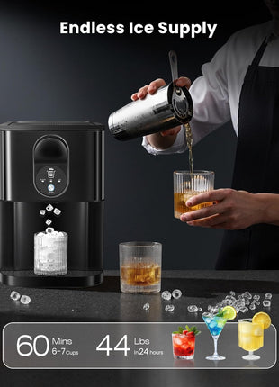 Cowsar Nugget Ice Maker Countertop, 44lbs/24H Soft Chewable Pellet Ice Maker Machine Dispenser with Water Reservoir, Self-Cleaning, Pebble Ice Machine for Home Kitchen, Office, Black Stainless