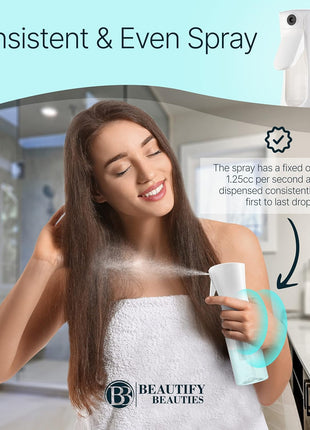 BeautifyBeauties Continuous Spray Bottle for Hair, 10.1 oz Mister Spray | Perfect for barbers, salons, household cleaning, watering plants, pet care, ironing & essential oil scents