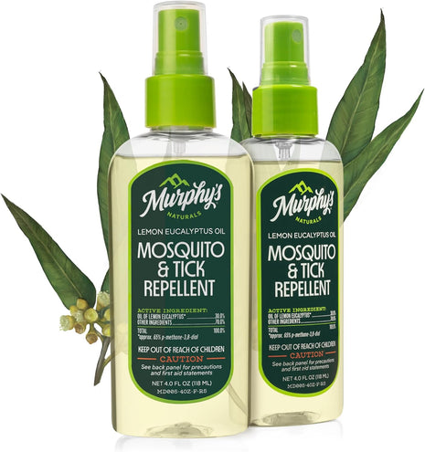 Murphy's Naturals Mosquito & Tick Bug Repellent Spray, Oil of Lemon Eucalyptus for Skin + Outdoor Gear, 4 Ounce Pump, 2-Pack