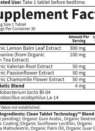 Garden of Life Organics Sleep Well Rest & Refresh Tablets with Lemon Balm, Green Tea Extract, Chamomile & Probiotics – Support for Restful Sleep & Relaxation, Non-GMO, Gluten-Free, Vegan, 30 Tablets