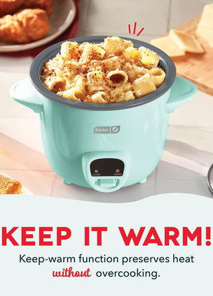 Dash Mini Rice Cooker - Designed for Single-Serve Cooking - Compact Rice Cooker with Nonstick Removable Pot, Keep Warm Function & Easy-to-Clean Sleek Design - Aqua