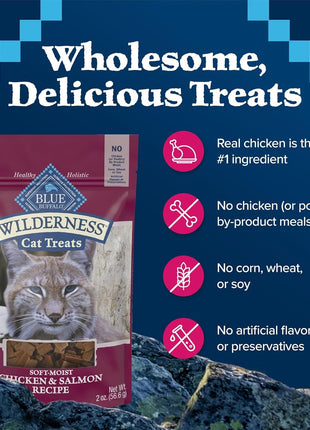 Blue Buffalo Wilderness Grain Free Soft-Moist Chicken & Salmon Cat Treats,2-oz. Bag,(Pack of 2)