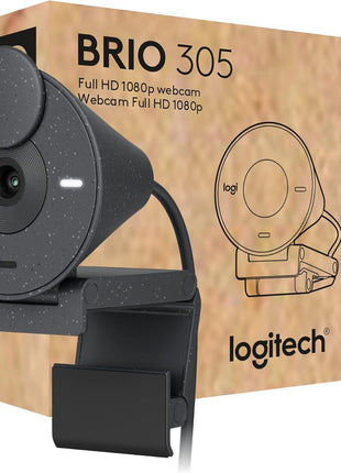 Logitech Brio 305 Full HD 1080P Webcam with Privacy Shutter, Mono Noise Reduction Mics, Works with Zoom, Microsoft Teams, Google Meet, Nintendo Switch 2's New GameChat Mode, Auto Light Correction