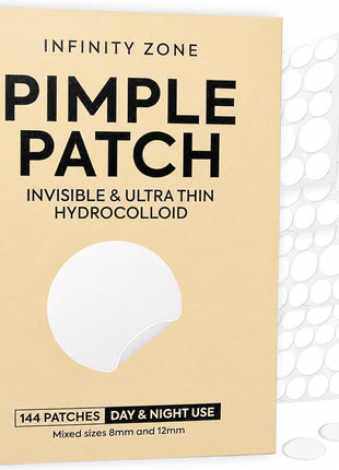 Hydrocolloid Pimple Patches (144 Count, 8mm & 12mm) – Nearly Invisible, Ultra Thin Spot Cover, Day & Night Use.