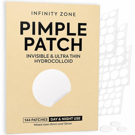Hydrocolloid Pimple Patches (144 Count, 8mm & 12mm) – Nearly Invisible, Ultra Thin Spot Cover, Day & Night Use.
