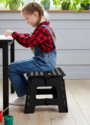 Utopia Home Folding Step Stool   (Pack of 1) Foot Stool with 9 Inch Height   Holds Up to 300 lbs   Lightweight Plastic Foldable Step Stool for Kitchen, Bathroom & Living Room (Black)