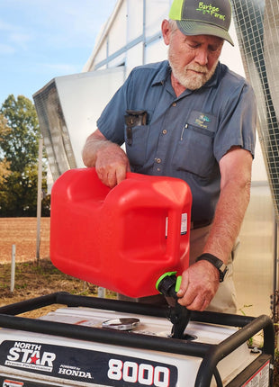 Scepter FSCG552 Fuel Container with Spill Proof Spout with Bonus Spout Extender, Rear Handle Red Gas Can, 5 Gallon