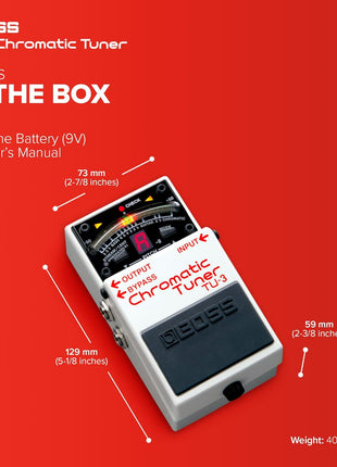 BOSS TU-3 Chromatic Floor Tuner for Guitar and Bass | Industry-Standard Performance | Tank-Tough BOSS Stompbox Body | 21-Segment LED Meter | Accurate to  One Cent | Accu-Pitch Sign Function