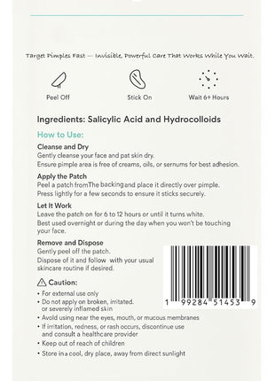 Nature'sDot Acne/Pimple Patches for face - Hydrocolloid with Salicylic Acid - 36 Count Invisible Waterproof Spot Treatment for Blemishes, whiteheads and Zits.