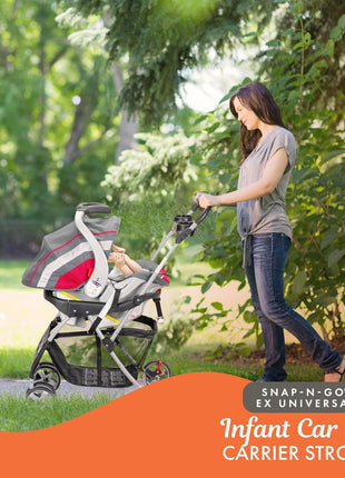 Baby Trend Snap N Go EX Polyester Lightweight Foldable Universal Single Infant Car Seat Carrier with 2 Cup Holder and Covered Compartment, Black