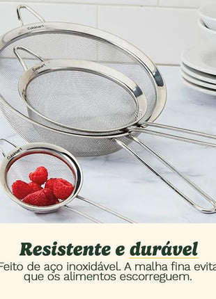 Cuisinart Mesh Strainers, Stainless Steel, Dishwasher Safe, 3-Count | Fine mesh kitchen strainers in 3 sizes, can be used as a pasta strainer, rice strainer, spaghetti strainer, CTG-00-3MS
