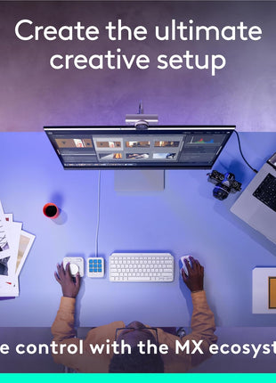 Logitech MX Creative Console, 9 Customizable LCD Keys, Stream Deck Accessories, Control Dial for Graphic Design, Adobe, Zoom, Spotify - Pale Grey, 3-Month Adobe Creative Cloud Membership