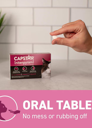 Capstar (nitenpyram) Cat Flea Treatment, Fast-Acting Oral Flea Treatment for Cats 2-25 lbs, Vet-Recommended Medication Tablets Start Killing in 30 Minutes, 6 Doses