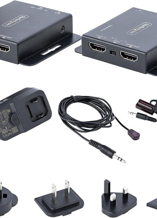 HDMI Extender over CAT6/CAT5, 4K 30Hz/130ft PoC HDMI over Ethernet Extender, HDMI Transmitter and Receiver kit, IR Extension