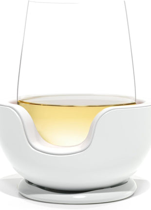 VoChill Stemless Wine Glass Chiller | Keep the Chill In Your Glass | Made in the USA | Separable & Refreezable Chill Cradle | Actively Chills Stemless Glassware | Quartz, Single Stemless