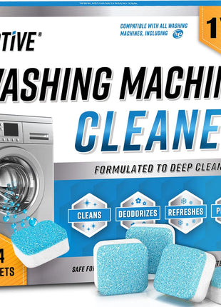 Washing Machine Cleaner Descaler 24 Pack   Deep Cleaning Tablets For HE Front Loader & Top Load Washer, Septic Safe Eco Friendly Deodorizer, Clean Inside Drum and Laundry Tub Seal   12 Month Supply