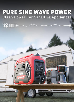 ERAYAK 2400W Portable Inverter Generator for Home Use, Super Quiet Small Generator for Camping Outdoor Emergency Power Backup, Gas Powered Engine, EPA, ECO Mode