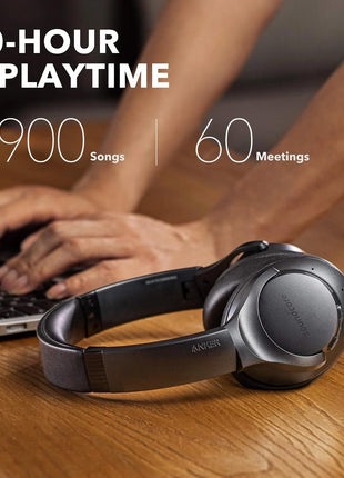 Soundcore Anker Life Q20 Hybrid Active Noise Cancelling Headphones, Wireless Over Ear Bluetooth Headphones, 60H Playtime, Hi-Res Audio, Deep Bass, Foam Ear Cups, Travel, Office, USB-C Charging