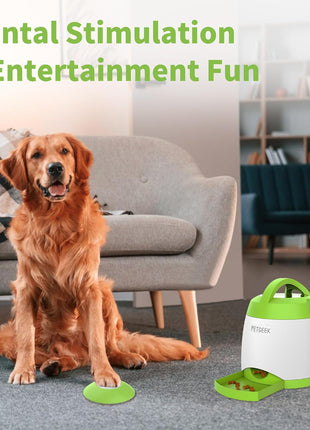 PETGEEK Automatic Dog Treat Dispenser with Button - Puzzle Memory Training Feeder, Pet Geek Button Treat Food Dispensing Toys Interactive, Iq Training Dog Feeder (Green)