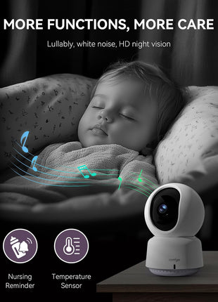 Comfyer Hybrid Video No WiFi & Smart WiFi Baby Monitor - 5inch 1080P Split Screen & 2K Camera App Control, Motion Alerts, Sound Detection, HD Night Vision, 5050mAh Battery,Triple Security, 1600ft Range