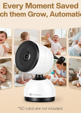Smart WiFi Baby Monitor with 5-Inch Screen: 355° Pan-Tilt-Zoom Camera, HD Night Vision, Two-Way Audio, Cry Detection, Temp Sensor, 24/7 App Recording – Easy Setup, Baby Essentials for New Parents