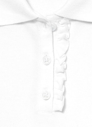 The Children's Place girls Short Sleeve Ruffle Pique School Uniform Polo Shirt, White, Medium US