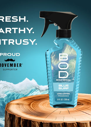 BOD man Fragrance Body Spray, Blue Surf, 8 fl oz