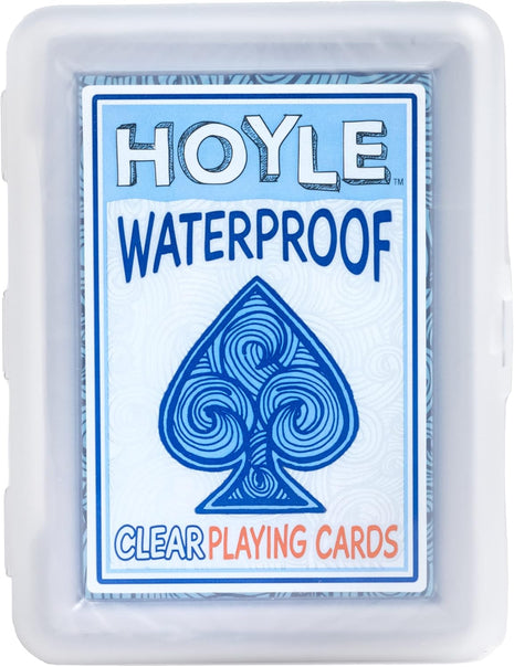 Hoyle Waterproof Clear Plastic Playing Cards 1 Deck Outdoor Pool | Flexible plastic resists bending and tearing, Rinse clean after use, Perfect for camping and beach games