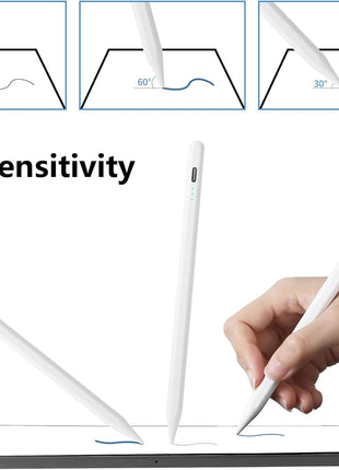 Stylus Pen for iPad A16 11th 10th 9th 8th 7th 6th Generation, iPad Pro 12.9 11 13 inch M4, iPad Air M3 M2 5th 4th 3rd Gen, iPad Mini A17 Pro 7 6 5, for Apple Pencil Pro 1st 2nd Gen Alternative (White)