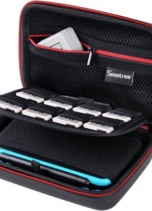 Smatree Carrying Case for Nintendo 3DS XL/2DS XL, Hard Protective Shell Travel Case for Nintendo New 3DS - Super NES Edition - Black/Red