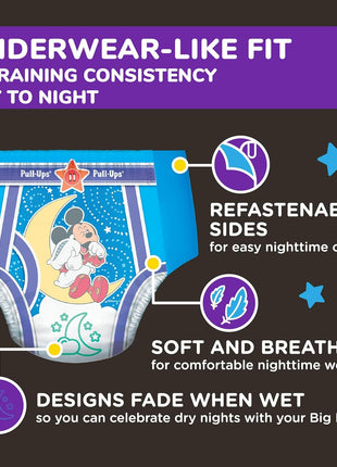 Pull-Ups Boys' Night-Time Potty Training Pants, Size 4T-5T Overnight Training Underwear (38-50 lbs), 52 Ct
