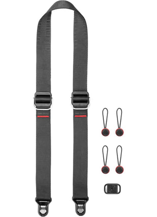 Peak Design Slide Lite Camera Strap, Black, Configurable as a Sling, Neck or Shoulder Strap, Quick Release and Connection, Smooth and Grippy Side, Camera Straps for Photographers, 200 lb Capacity