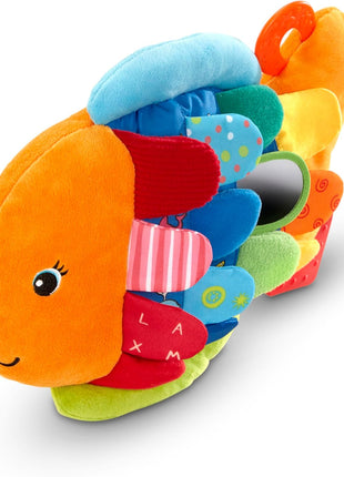 Melissa & Doug K's Kids, Flip Fish Stuffed Animal, Soft Baby Book, Multi-Textured Squeaking & Crinkling Infant Sensory Toys for Babies with Baby Mirror, Tummy Time Toys for Infants Ages 0–9 Months