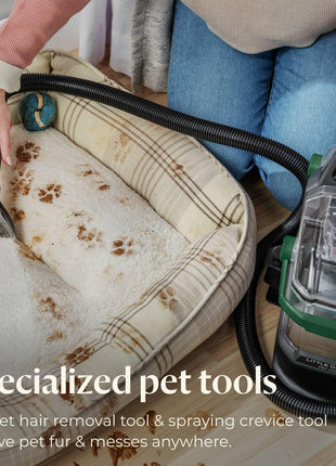 BISSELL Little Green Pet Pro Portable Carpet Cleaner, 3909 | Includes crevice tool, pet hair removal & self-cleaning tough stain tool; car/auto detailing capability