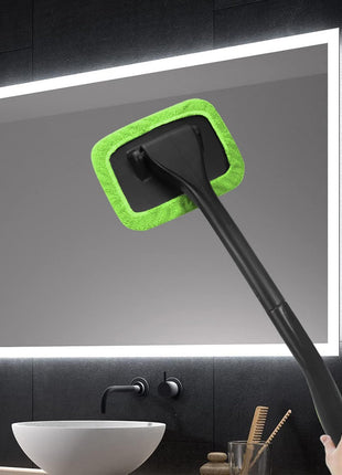 Car Windshield Cleaning Tool, Windshield Cleaner with 4 Washable and Reusable Microfiber Pads and Extendable Handle, for Auto Glass Wiper