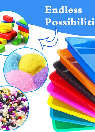 10 Pack Plastic Art Trays: 8 Color Sensory Trays for Kids Crafts & DIY Projects