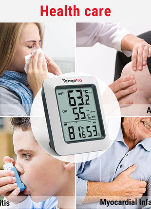 TempPro TP60 Digital Hygrometer Outdoor Thermometer Wireless Temperature and Humidity Gauge Monitor Room Thermometer with 500ft/150m Range Humidity Meter Temperature Indicators (Previously ThermoPro)