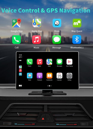 9" Wireless Apple Carplay Screen for Car,with 4K Dash Cam | and 1080p Backup Camera ,Apple Carplay & Android Auto with DVR,GPS Navigation Mirror Link,Bluetooth,FM, Siri