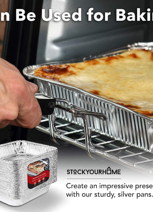 Stock Your Home Aluminum Pans 9x13 Disposable Foil Pans (30 Pack) - Half Size Steam Table Deep Trays - Tin Foil Pans Great for Cooking, Heating, Storing, Prepping Food