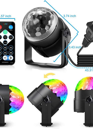 Party Disco Ball Dj Dance Lights Disco Strobe Rave Sound Activated Projector Effect Stage Light Remote Control for Birthday Xmas Wedding Bar Kids Christmas Glow Party