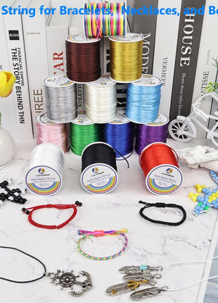 330 Feet Satin Nylon String, 1 mm Silky Smooth Durable Nylon Cord for Jewelry Making, Bracelets, Beading, Necklaces, Macrame, Kumihimo, Rattail, and Chinese Knot Craft