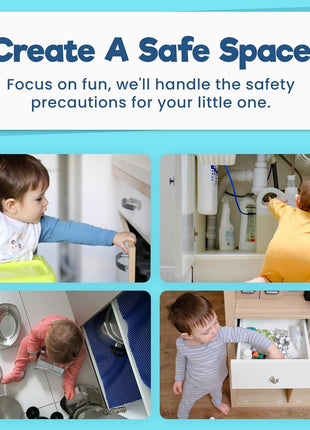 Upgraded Invisible Baby Proofing Cabinet Latch Locks (10 Pack) - No Drilling or Tools Required for Installation, Works with Most Cabinets and Drawers, Works with Countertop Overhangs, Highly Secure