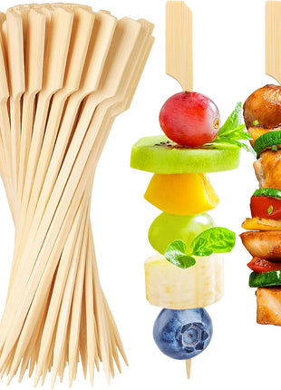 200PCS Bamboo Skewers for Appetizers, [6 Inch] Long Cocktail Picks Fancy Toothpicks for Appetizers, Flat Paddle Wooden Skewers Food Sticks for Party Drinks Fruit BBQ, Charcuterie Boards Accessories