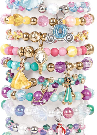 Make It Real: Disney Princess: Castle Style DIY Bracelet Kit - 332 pcs Jewelry Set, Create 12 Bracelets, 8 Exclusive Charms, Girls & Kids Ages 6+